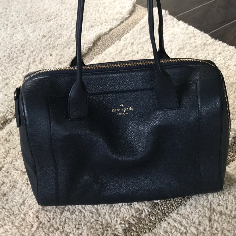 Navy leather handbag